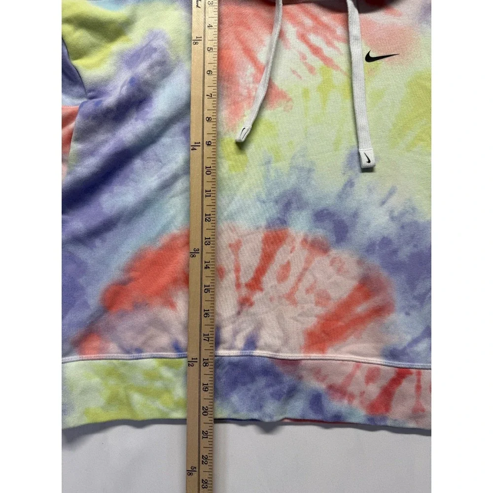 Nike Cropped Hoodie Womens‎ Small Multi Tie Dye Swoosh Logo Cotton Ribbed Trim
